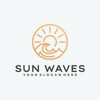 sunrise, sunset and sea water logo vector