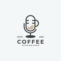 coffee and podcast logo combination simple concept vector