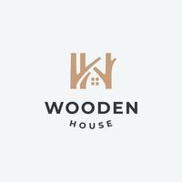 wood house illustration.home logo design vector