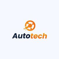 icono del logotipo de la tecnología del coche, logotipo del volante vector