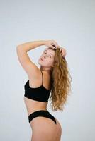 Blond woman wearing comfortable underwear photo