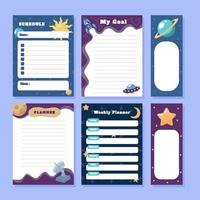 Outerspace Journal Planner Templates vector