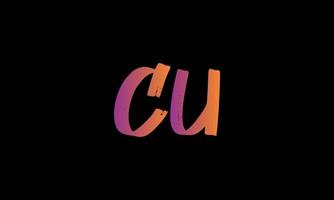 logotipo inicial de la letra cu. Plantilla de vector libre de diseño de logotipo de letra de stock de pincel cu.