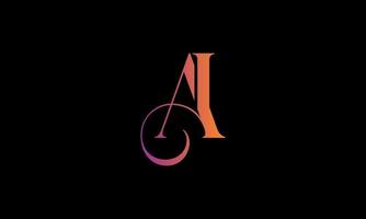 Initial Letter AI Logo. AI Stock Letter Logo Design Pro vector template.