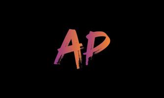 Initial Letter AP Logo. AP Brush Stock Letter Logo design Free vector template.