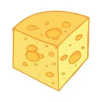 Hand drawn cheese parts and slices isolated on a white background. Cheese icon. Vector cheese clipart