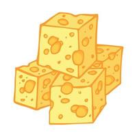 Hand drawn cheese parts and slices isolated on a white background. Cheese icon. Vector cheese clipart