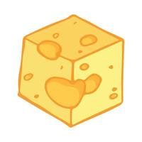 Hand drawn cheese parts and slices isolated on a white background. Cheese icon. Vector cheese clipart