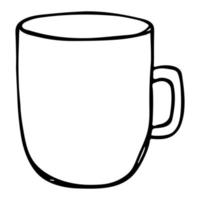 linda taza de té o ilustración de café. imágenes prediseñadas de taza simple. acogedor hogar garabato vector