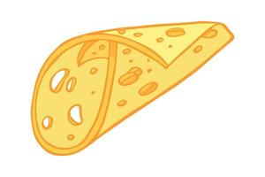 partes y lonchas de queso dibujadas a mano aisladas en un fondo blanco. icono de queso. Imágenes Prediseñadas de vector de queso