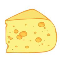 Hand drawn cheese parts and slices isolated on a white background. Cheese icon. Vector cheese clipart