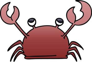 quirky gradient shaded cartoon happy crab vector