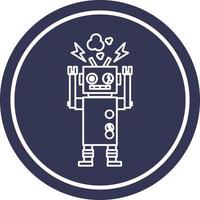 malfunctioning robot circular icon vector