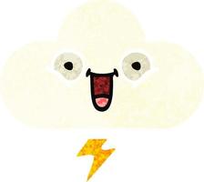 retro illustration style cartoon thunder cloud vector