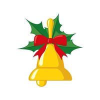 Christmas bell icon in flat style isolated on white background. Vector illustration.