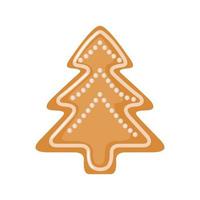 Gingerbread icon in shape of Christmas tree in flat style isolated on white background. Vector illustration.