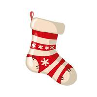 Christmas sock icon in flat style isolated on white background. Vector illustration.