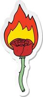 sticker of a cartoon flaming rose vector