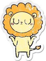 distressed sticker of a cartoon lion vector