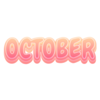 October Cute 3D Text Pastel Color png