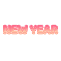 New Year Cute 3D Text Pastel Color png