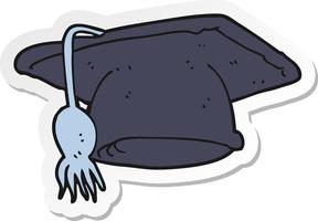 pegatina de un gorro de graduación de dibujos animados vector