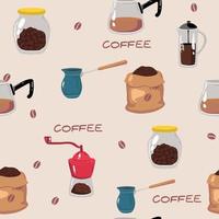 Coffee seamless pattern. Coffee elements. Vector illustration.