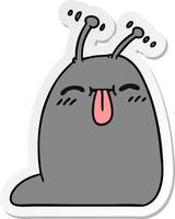 sticker cartoon of a happy kawaii slug vector