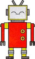 retro grunge texture cartoon robot vector