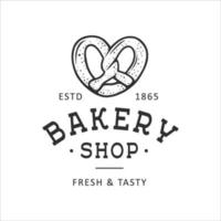 Vintage style bakery shop label, badge, emblem, logo. Monochrome graphic art with engraved design element. Collection of linear graphic on white background. vector