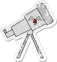 distressed sticker of a cute cartoon telescope vector