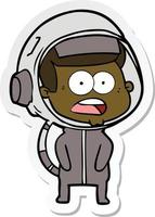 sticker of a cartoon surprised astronaut vector