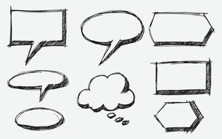 sketchy hand drawn thought and speech bubbles, empty speech bubble hand drawn doodle sketch of speech bubbles, text balloon set vector