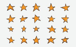 Set of Colored Vector illustration of hand drawn doodle stars symbol pattern by using ballpoint to draw