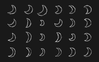 Vector illustration of hand drawn doodle half moon symbol pattern by using ballpoint to draw