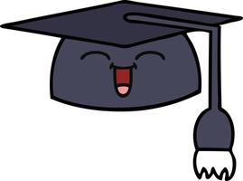 cute cartoon graduation hat vector