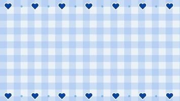 cute pastel blue with heart decoration gingham, checkers, plaid, checkerboard backdrop illustration, perfect for wallpaper, backdrop, background vector