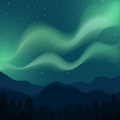 Beautiful Aurora on Night Sky Background