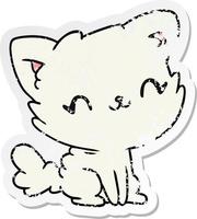 distressed sticker cartoon cute kawaii fluffy cat vector