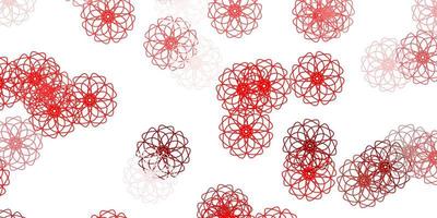 textura de doodle de vector rojo claro con flores.