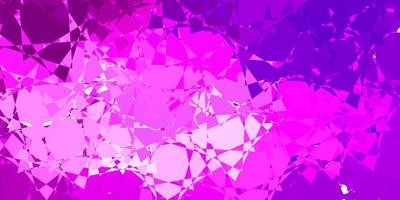 Telón de fondo de vector violeta, rosa claro con triángulos, líneas.