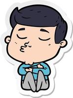 sticker of a cartoon model guy pouting vector