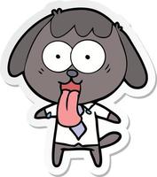 pegatina de un lindo perro de dibujos animados con camisa de oficina vector