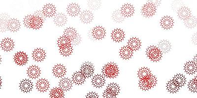 textura de doodle de vector rojo claro con flores.