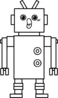 line drawing cartoon robot vector