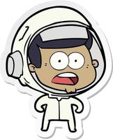 sticker of a cartoon surprised astronaut vector