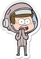 sticker of a cartoon surprised astronaut vector