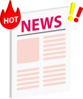 periódico y fuego 3d icono ilustración concepto de noticias calientes