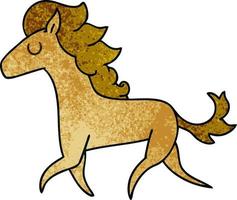 peculiar caballo corriendo dibujos animados dibujados a mano vector