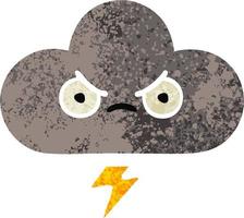 nube de tormenta de dibujos animados de estilo de ilustración retro vector